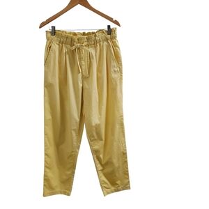 LOFT Cotton Poplin Yellow Tie Front Pants Sz Med